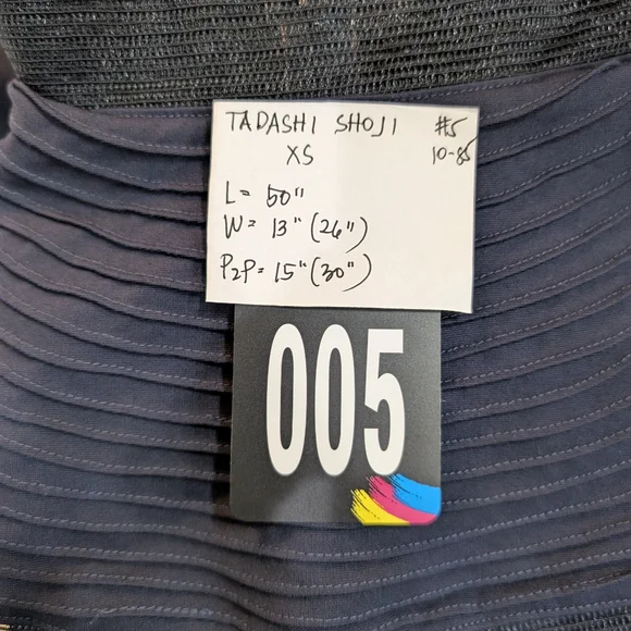 Tadashi Shoji Navy Blue Ruffle Pintuck Maxi Party‎ Bodycon Stretchable Sz XS - Picture 11 of 11